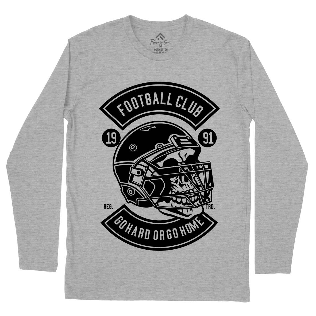 Football Skull Go Hard Mens Long Sleeve T-Shirt Sport B542