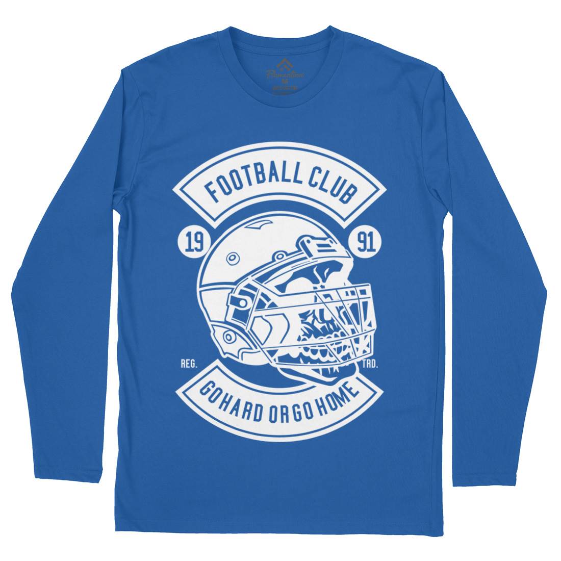 Football Skull Go Hard Mens Long Sleeve T-Shirt Sport B542
