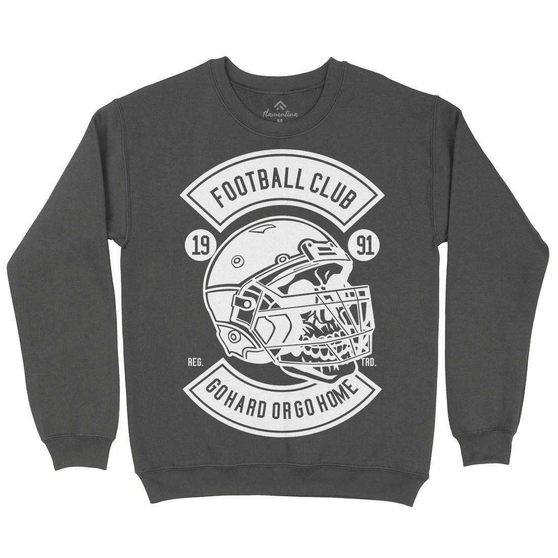 Football Skull Go Hard Mens Crew Neck Sweatshirt Sport B542