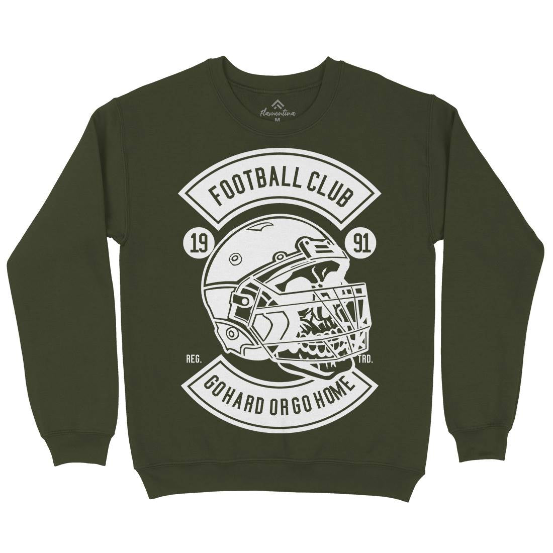 Football Skull Go Hard Mens Crew Neck Sweatshirt Sport B542