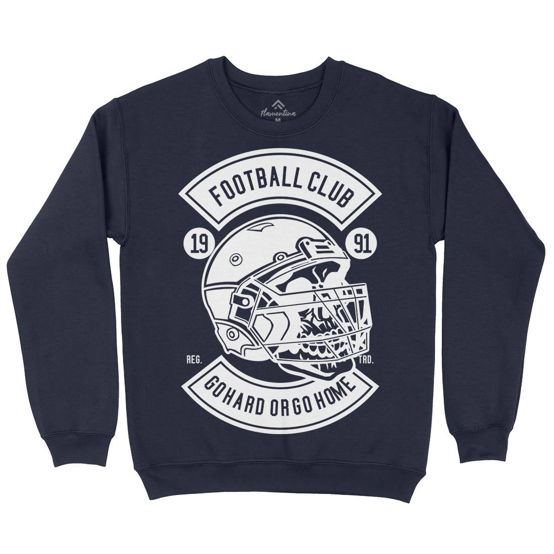 Football Skull Go Hard Mens Crew Neck Sweatshirt Sport B542