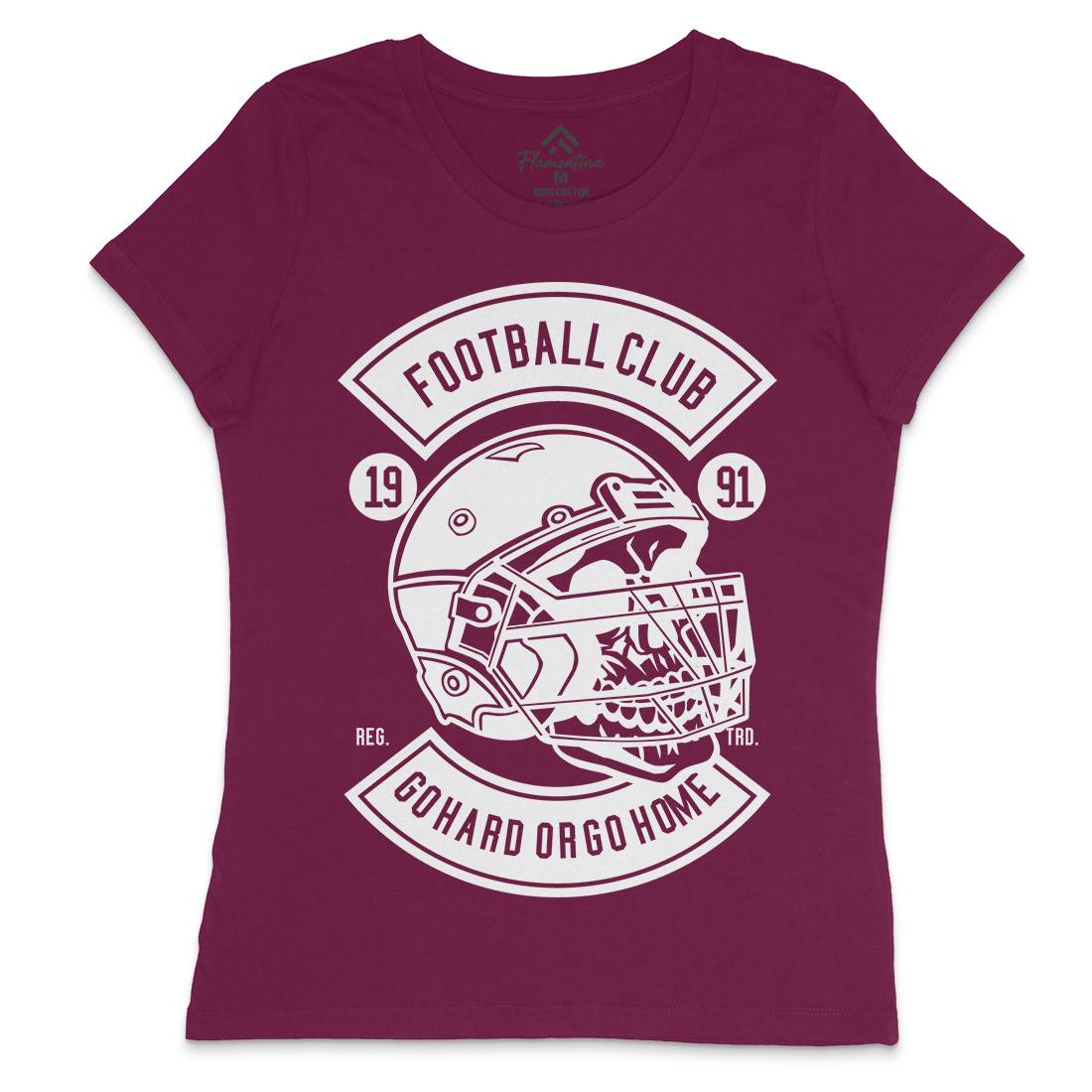Football Skull Go Hard Womens Crew Neck T-Shirt Sport B542