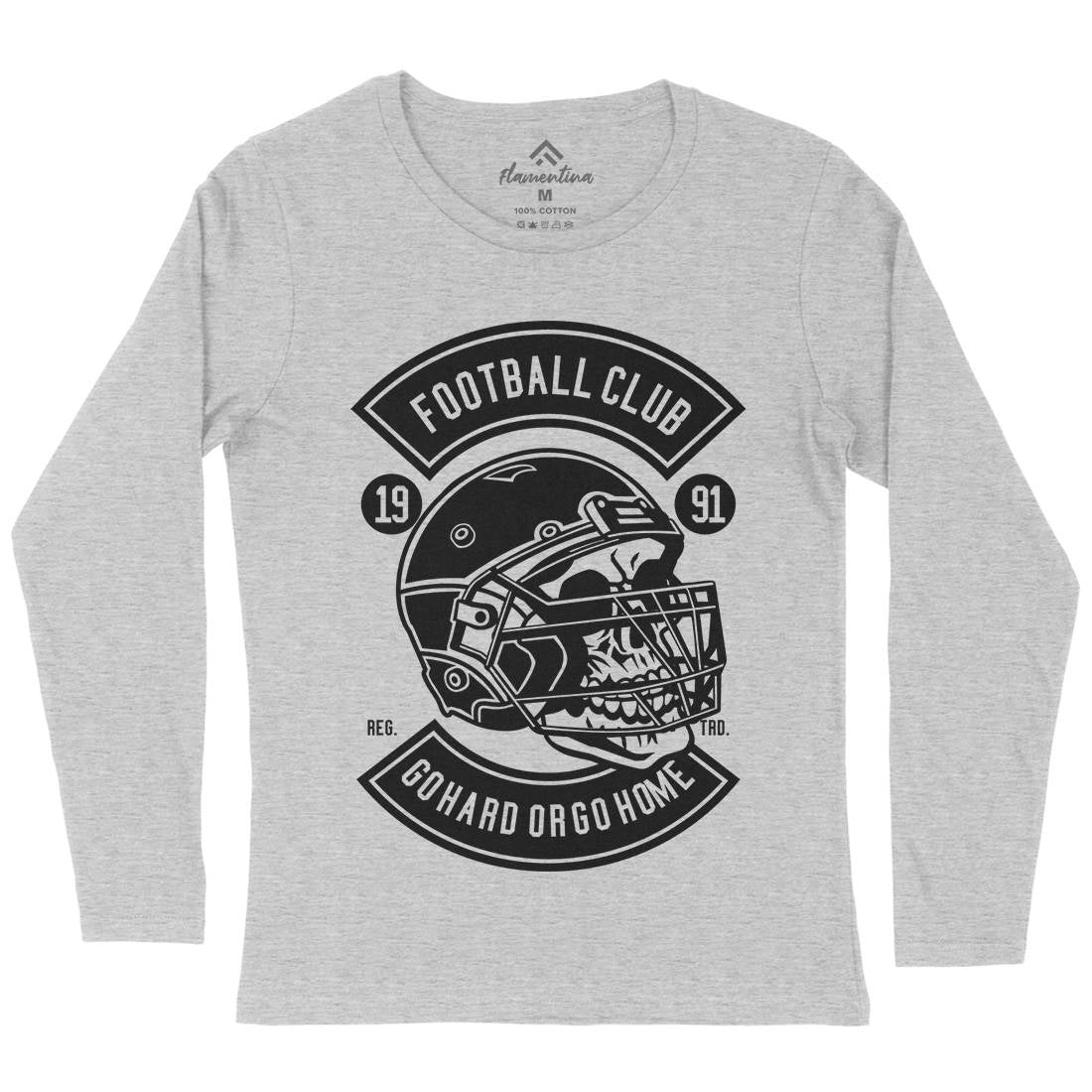 Football Skull Go Hard Womens Long Sleeve T-Shirt Sport B542