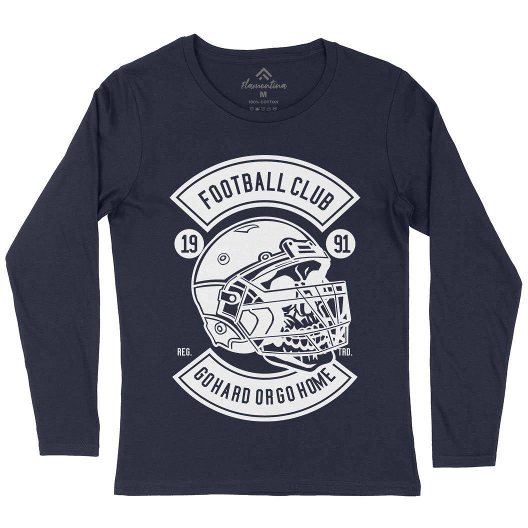 Football Skull Go Hard Womens Long Sleeve T-Shirt Sport B542