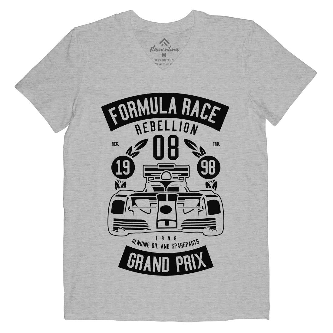 Formula Race Mens Organic V-Neck T-Shirt Cars B544