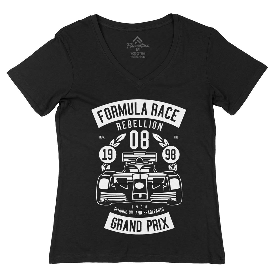 Formula Race Womens Organic V-Neck T-Shirt Cars B544