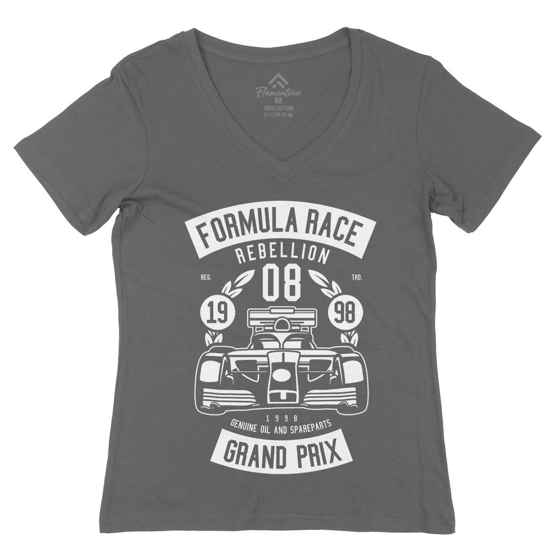 Formula Race Womens Organic V-Neck T-Shirt Cars B544
