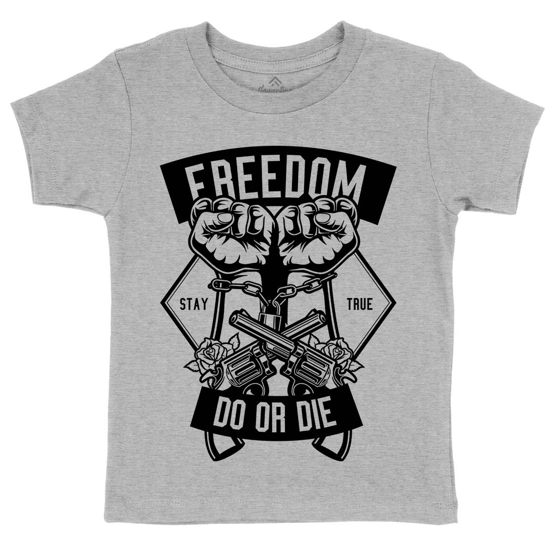 Freedom Do Or Die Kids Organic Crew Neck T-Shirt Retro B545