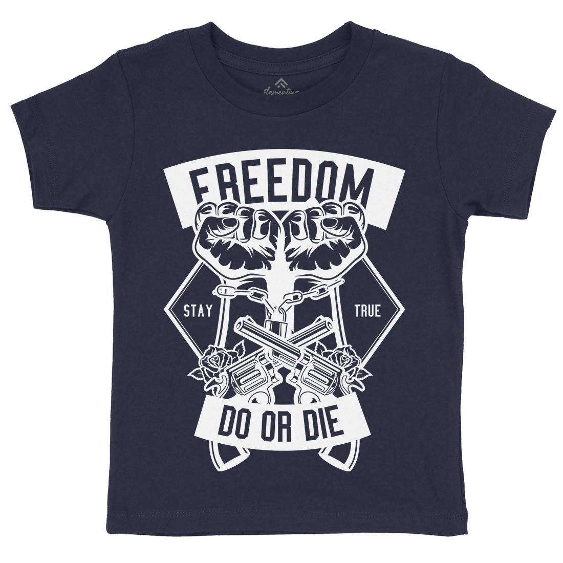 Freedom Do Or Die Kids Organic Crew Neck T-Shirt Retro B545