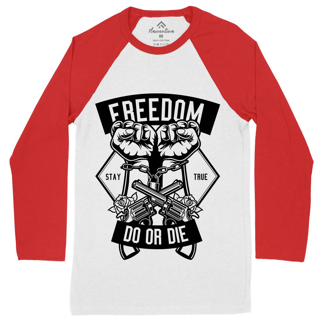 Freedom Do Or Die Mens Long Sleeve Baseball T-Shirt Retro B545