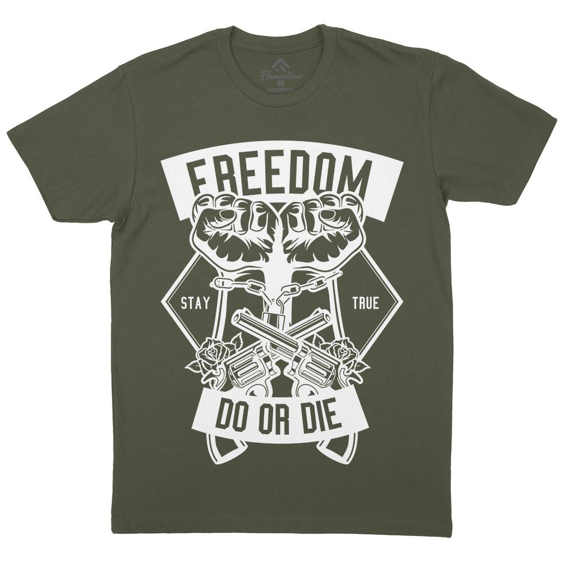 Freedom Do Or Die Mens Organic Crew Neck T-Shirt Retro B545