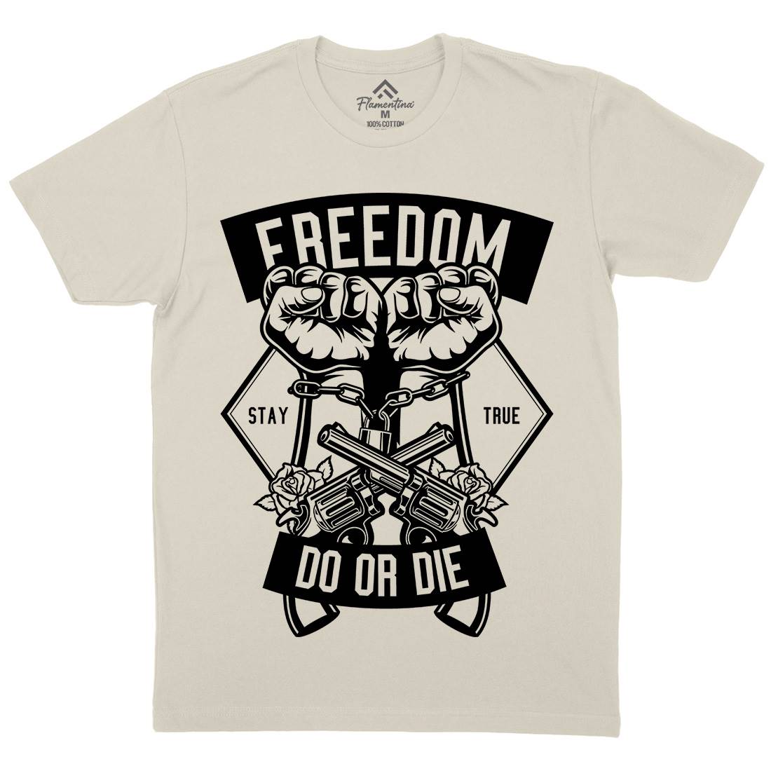 Freedom Do Or Die Mens Organic Crew Neck T-Shirt Retro B545