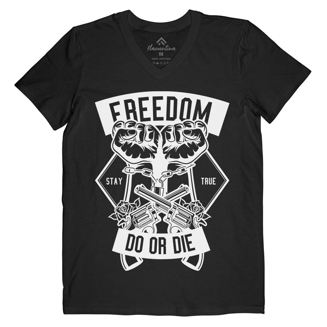 Freedom Do Or Die Mens V-Neck T-Shirt Retro B545