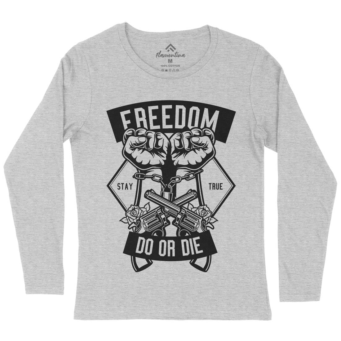 Freedom Do Or Die Womens Long Sleeve T-Shirt Retro B545