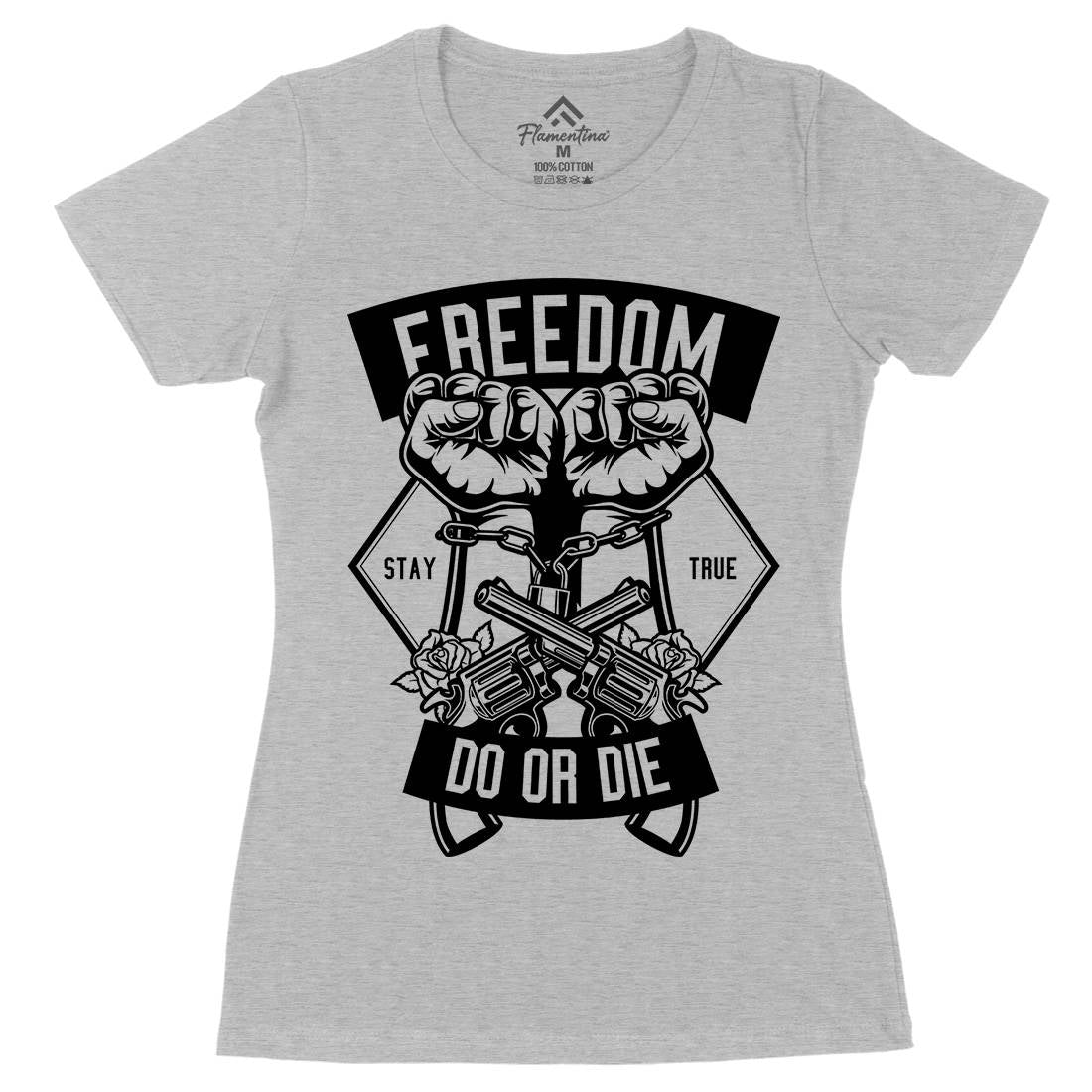Freedom Do Or Die Womens Organic Crew Neck T-Shirt Retro B545
