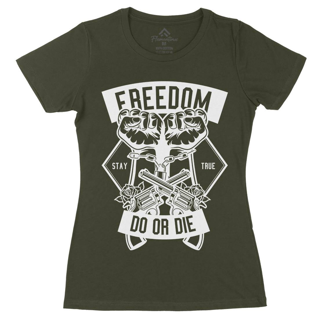 Freedom Do Or Die Womens Organic Crew Neck T-Shirt Retro B545