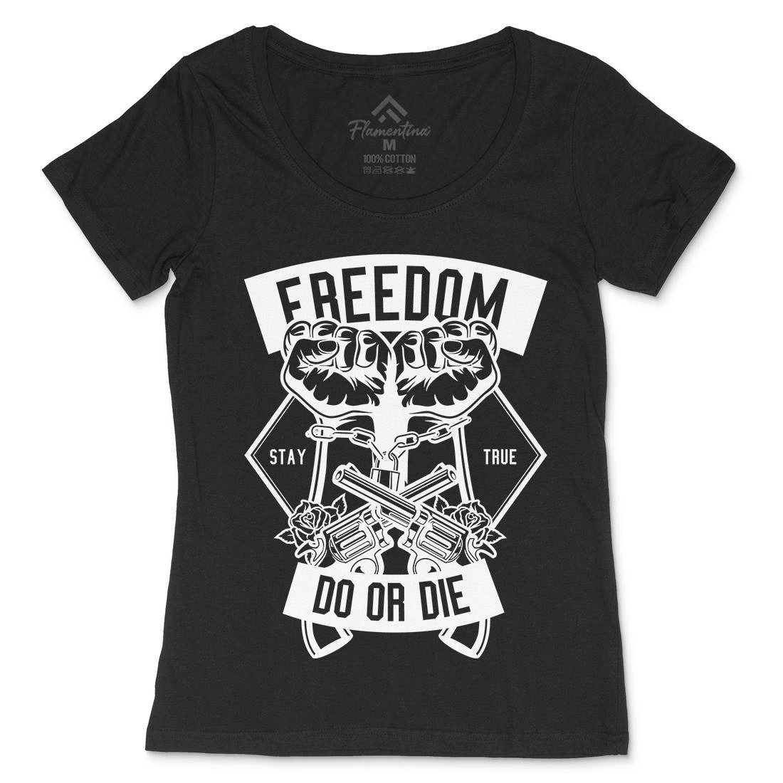 Freedom Do Or Die Womens Scoop Neck T-Shirt Retro B545