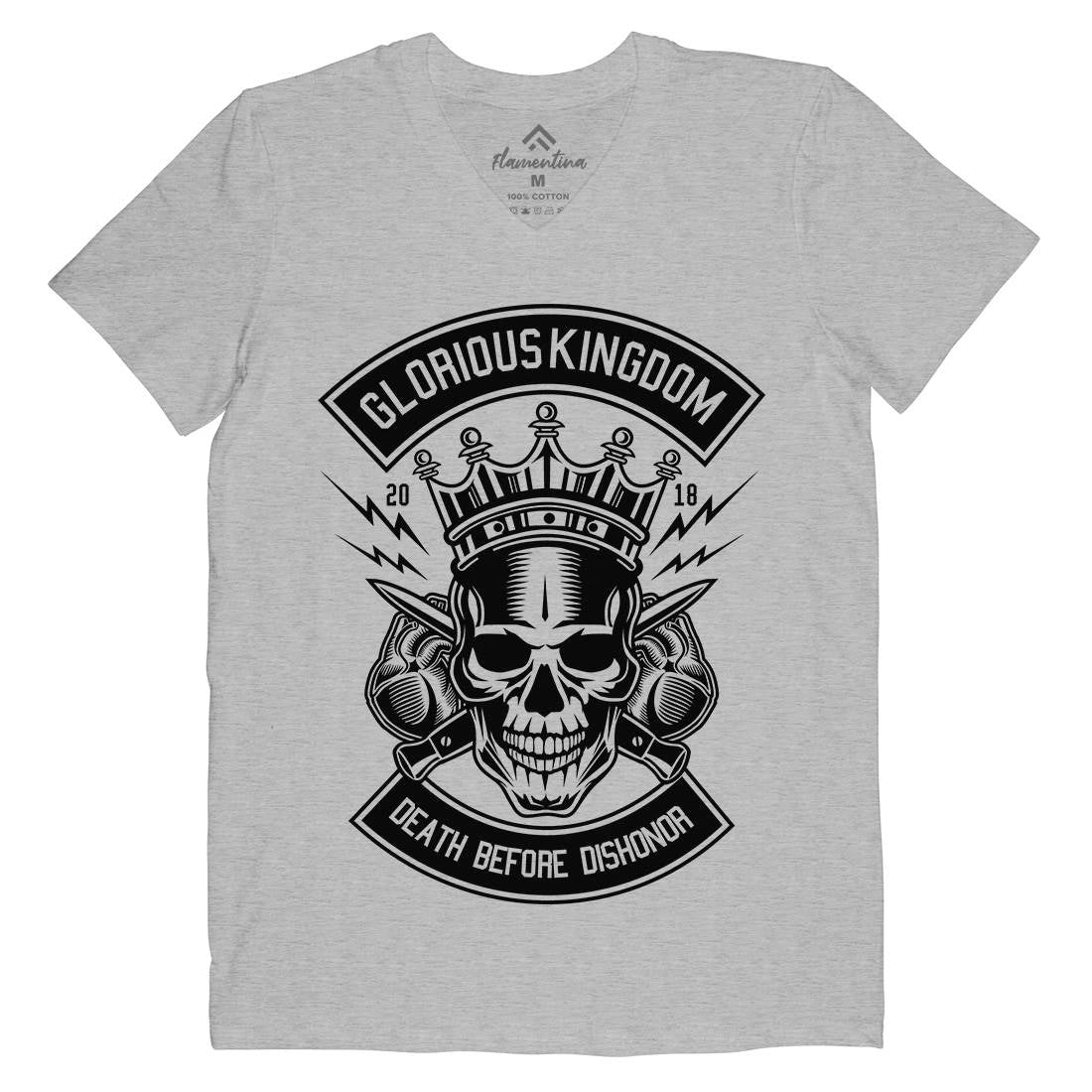 Glorious Kingdom Mens Organic V-Neck T-Shirt Retro B546