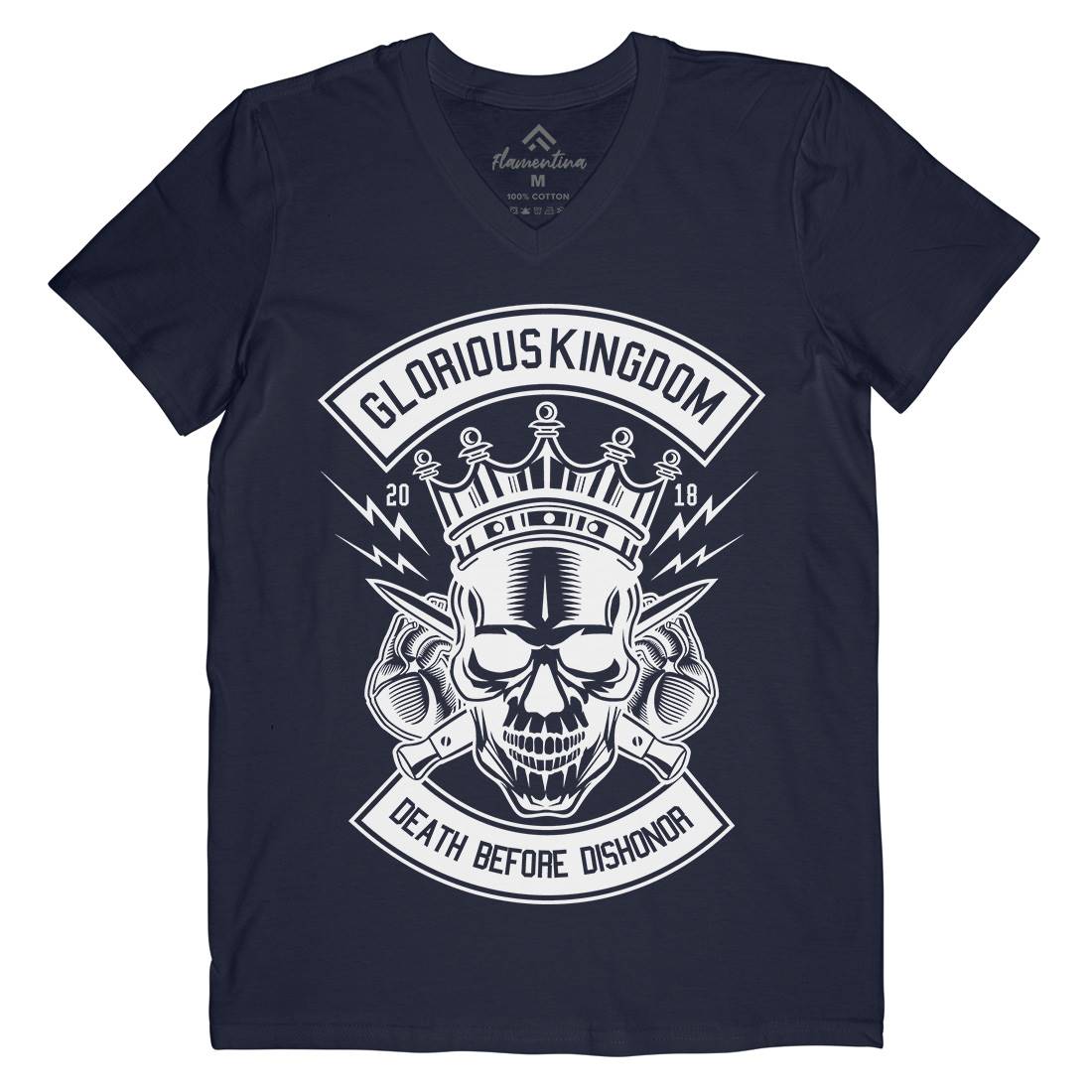 Glorious Kingdom Mens Organic V-Neck T-Shirt Retro B546