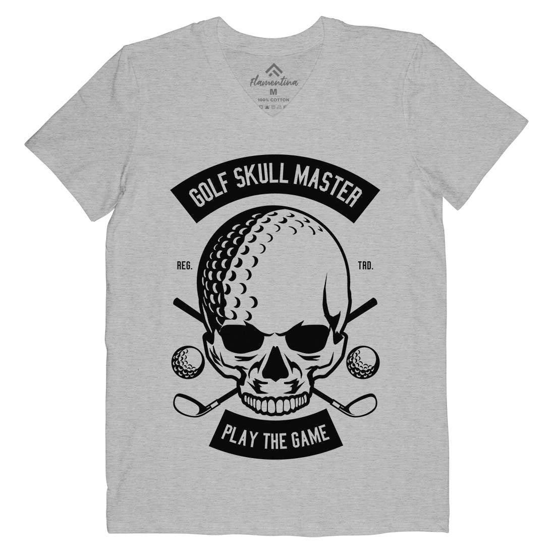 Golf Skull Master Mens Organic V-Neck T-Shirt Sport B548