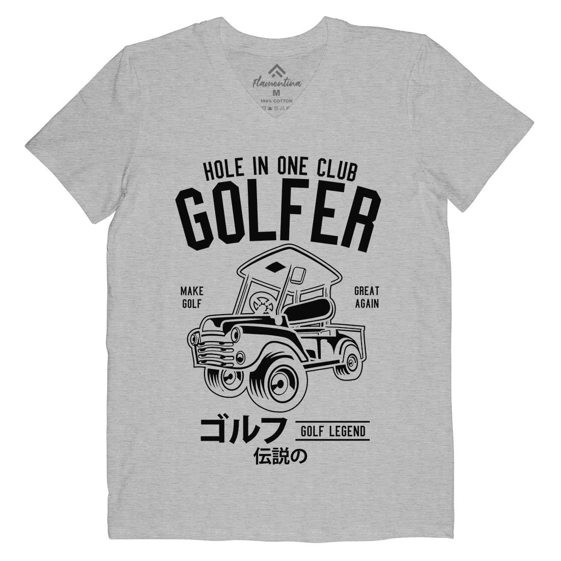 Golf Truck Mens V-Neck T-Shirt Sport B549