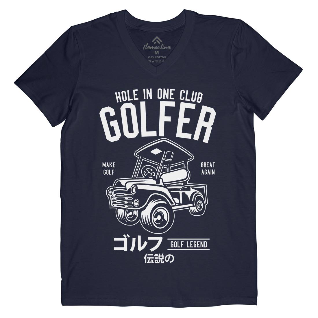 Golf Truck Mens V-Neck T-Shirt Sport B549