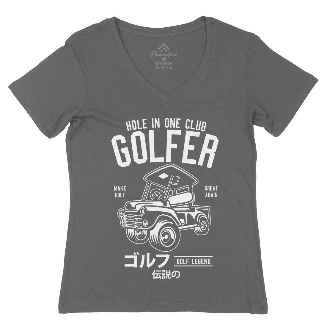 Golf Truck Womens Organic V-Neck T-Shirt Sport B549