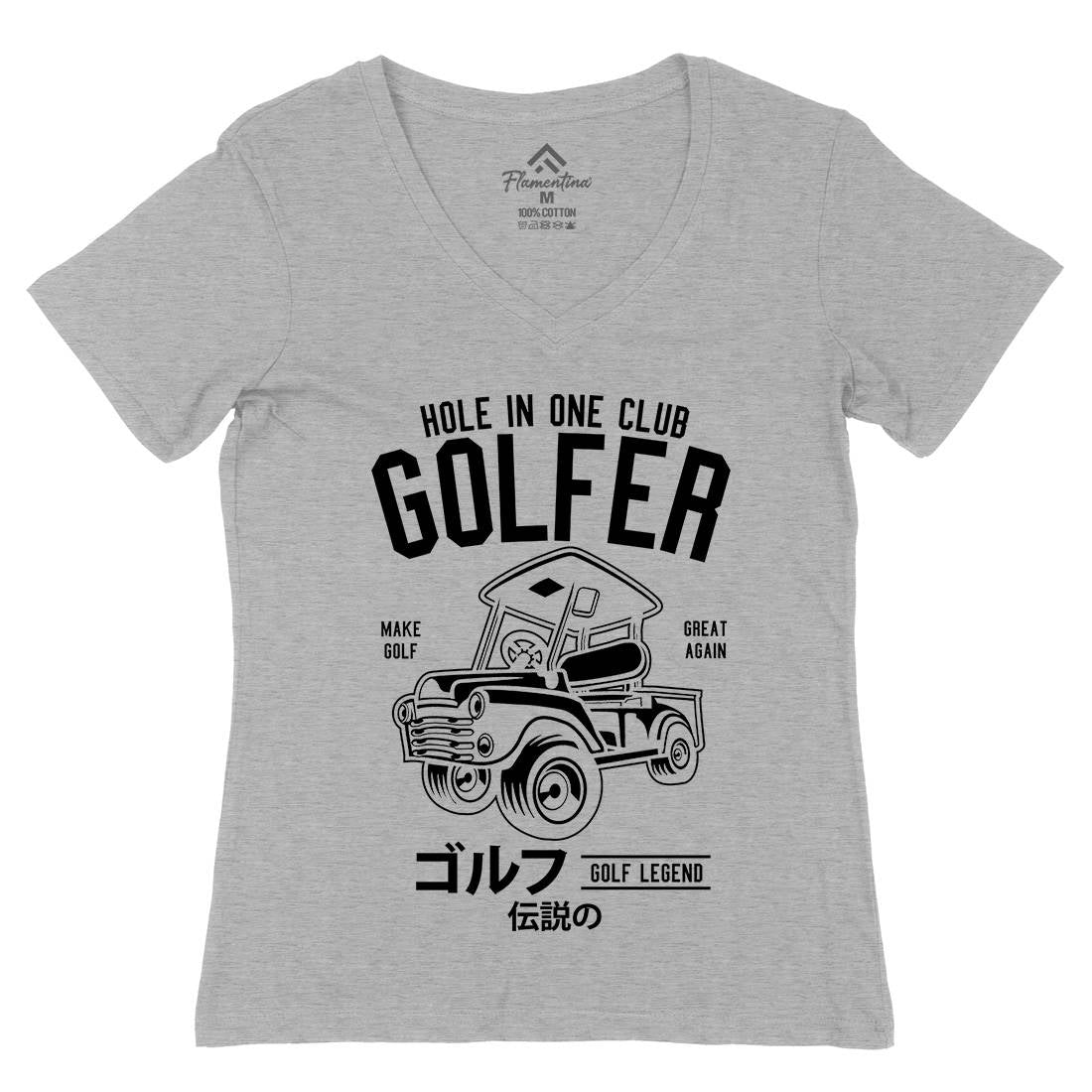 Golf Truck Womens Organic V-Neck T-Shirt Sport B549