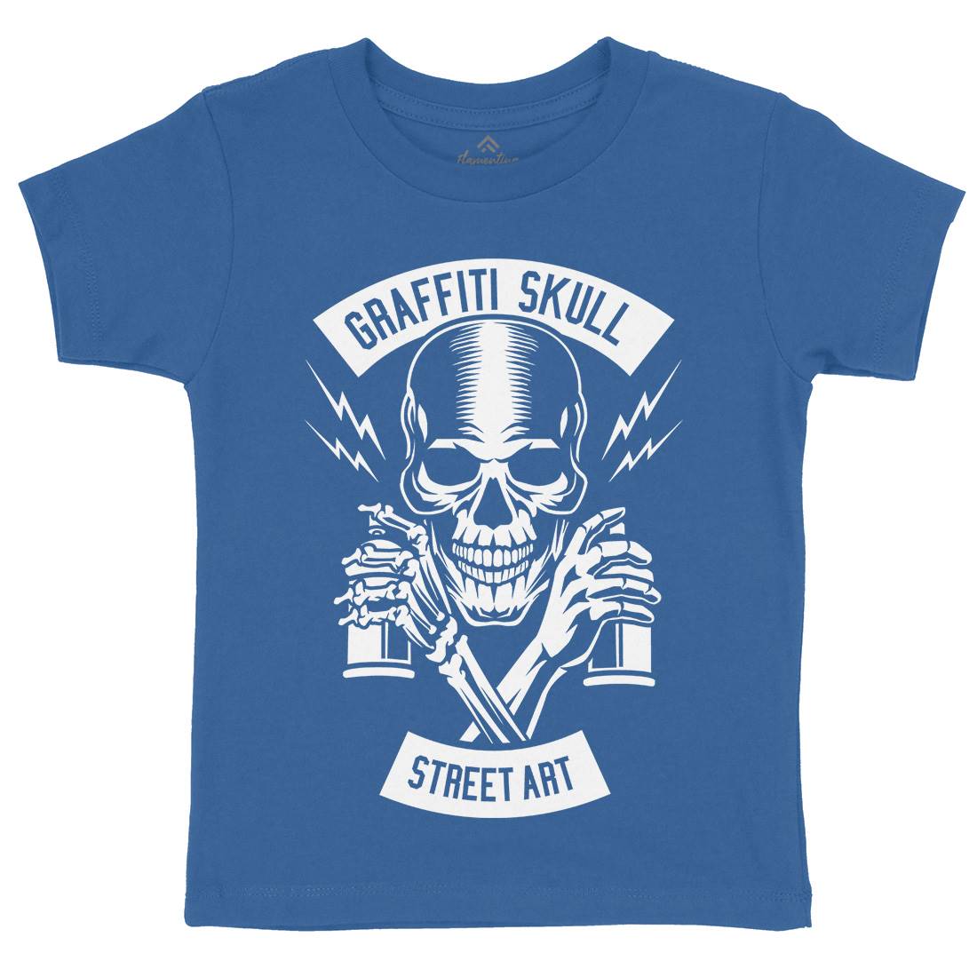 Skull Kids Crew Neck T-Shirt Graffiti B550