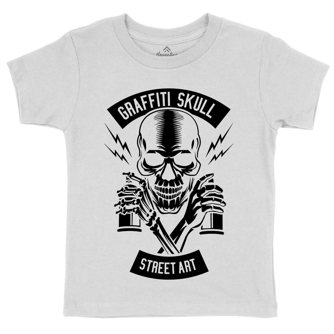 Skull Kids Crew Neck T-Shirt Graffiti B550