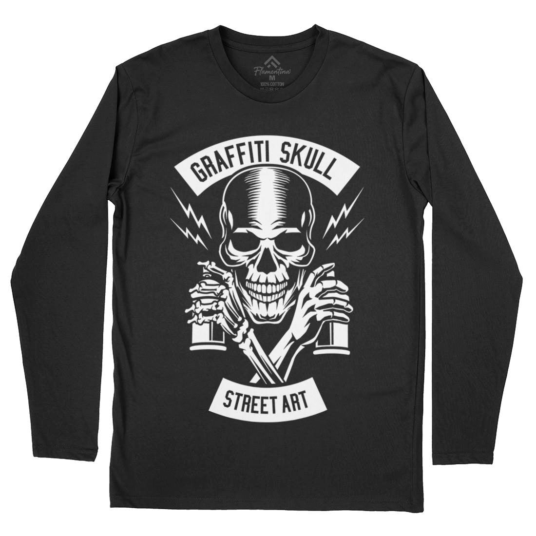 Skull Mens Long Sleeve T-Shirt Graffiti B550