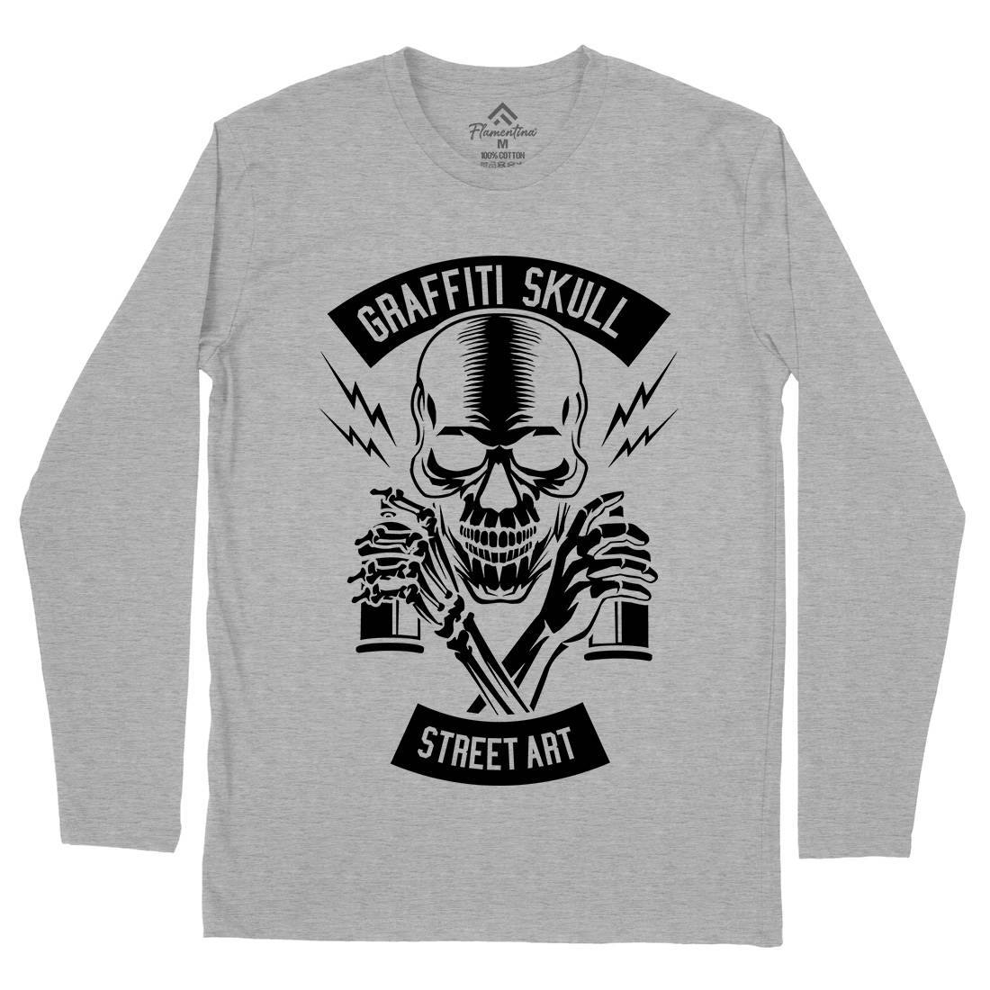 Skull Mens Long Sleeve T-Shirt Graffiti B550