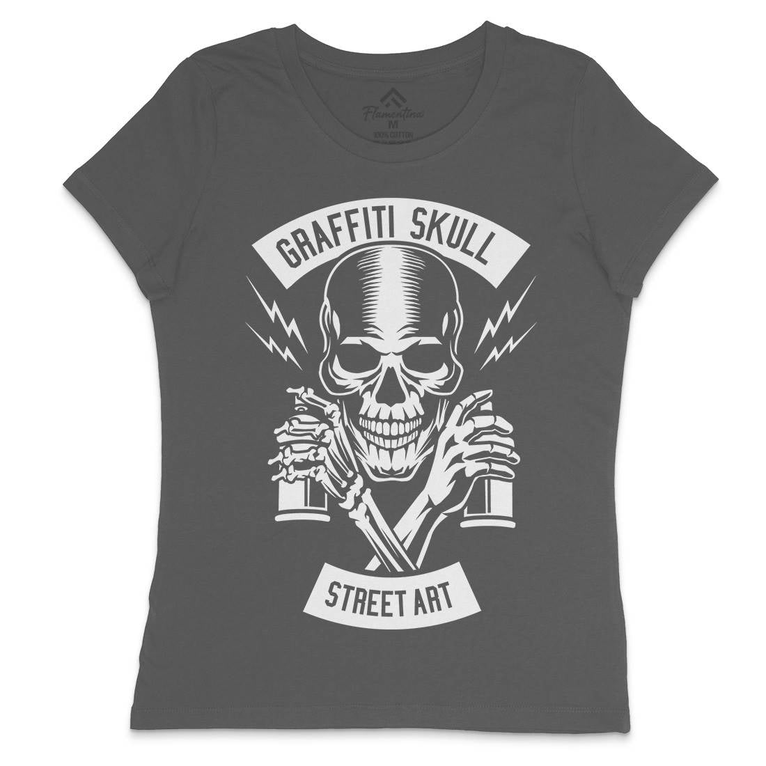 Skull Womens Crew Neck T-Shirt Graffiti B550