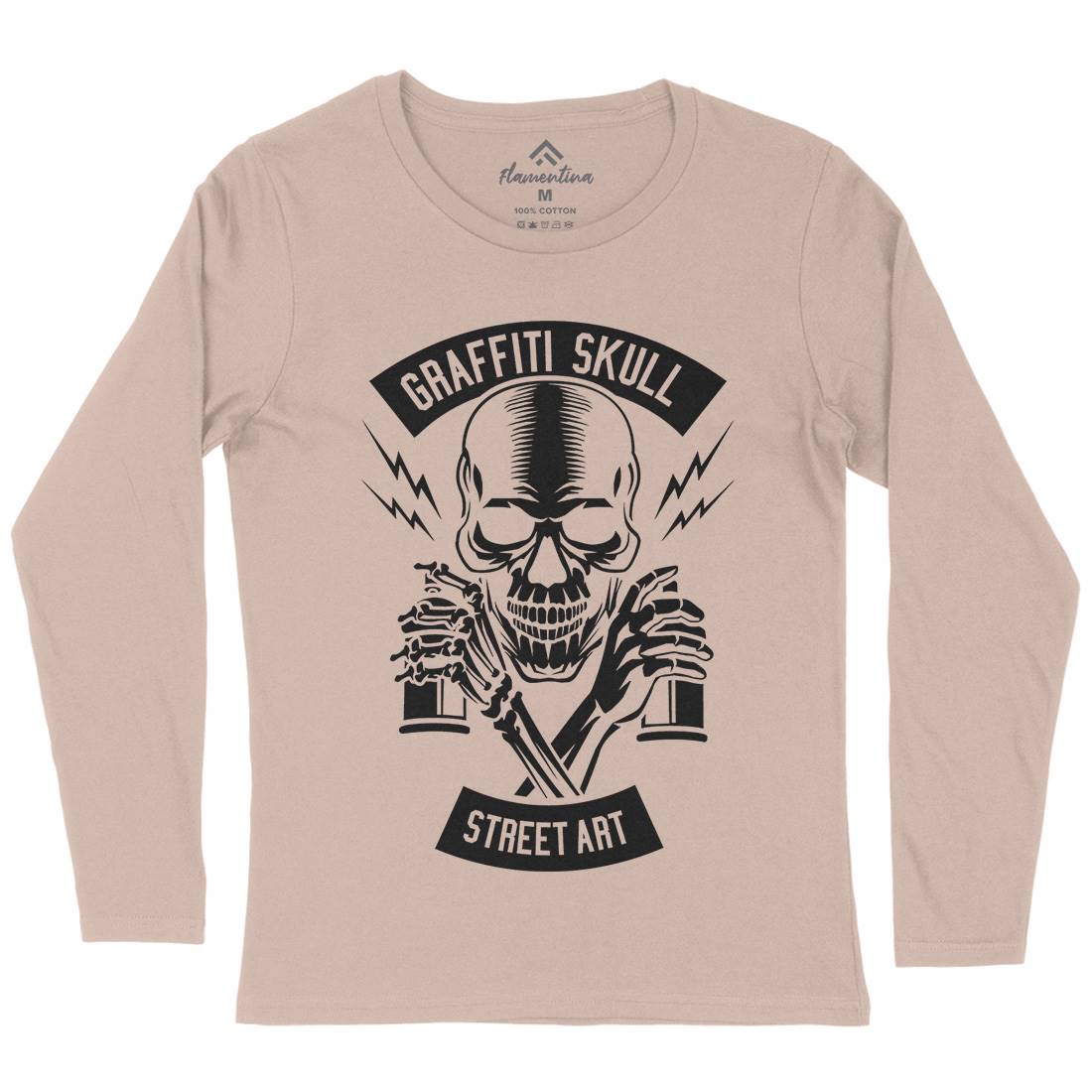 Skull Womens Long Sleeve T-Shirt Graffiti B550