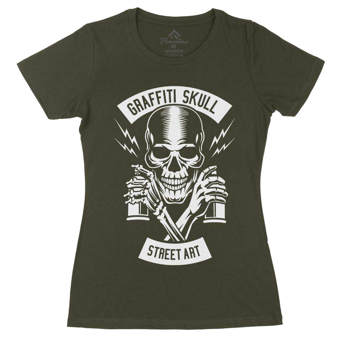Skull Womens Organic Crew Neck T-Shirt Graffiti B550