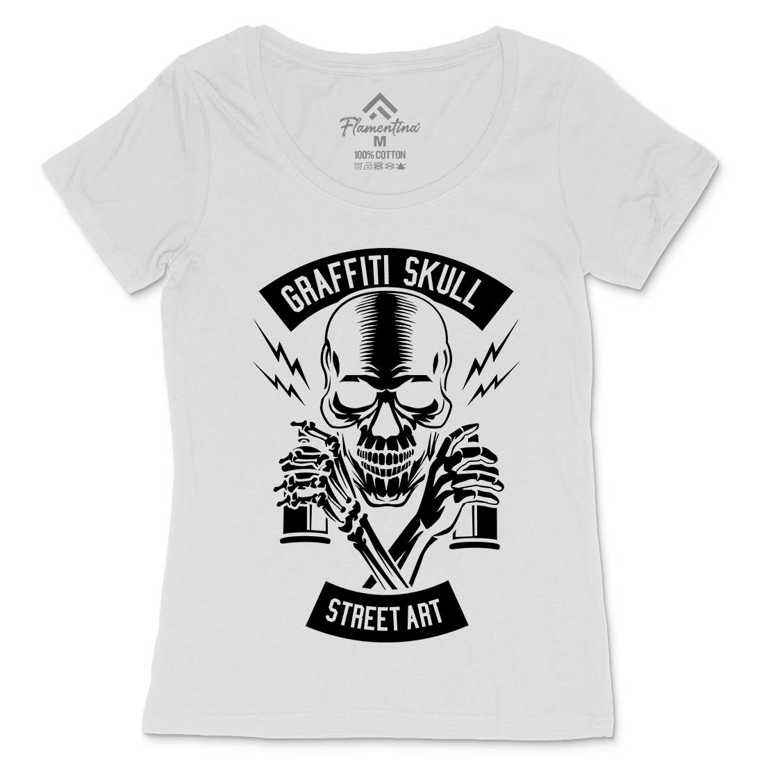 Skull Womens Scoop Neck T-Shirt Graffiti B550