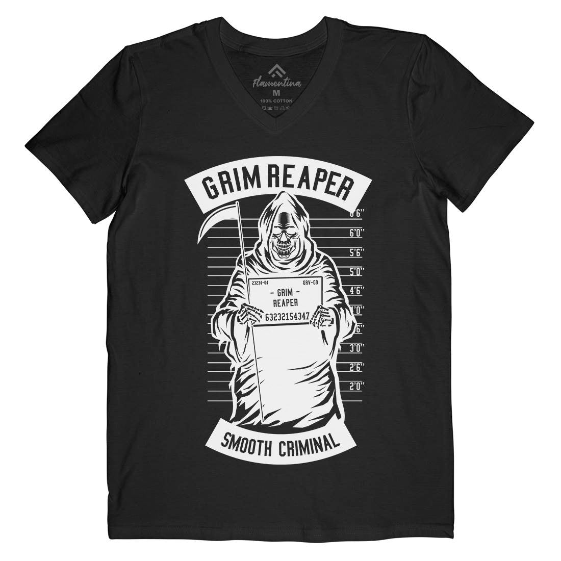 Grim Reaper Mens Organic V-Neck T-Shirt Horror B551