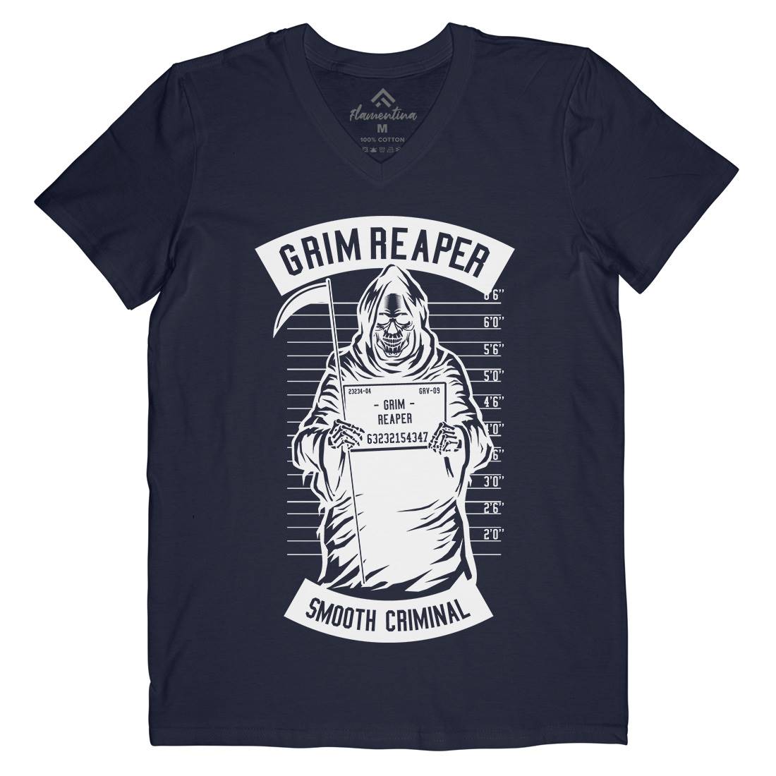 Grim Reaper Mens Organic V-Neck T-Shirt Horror B551