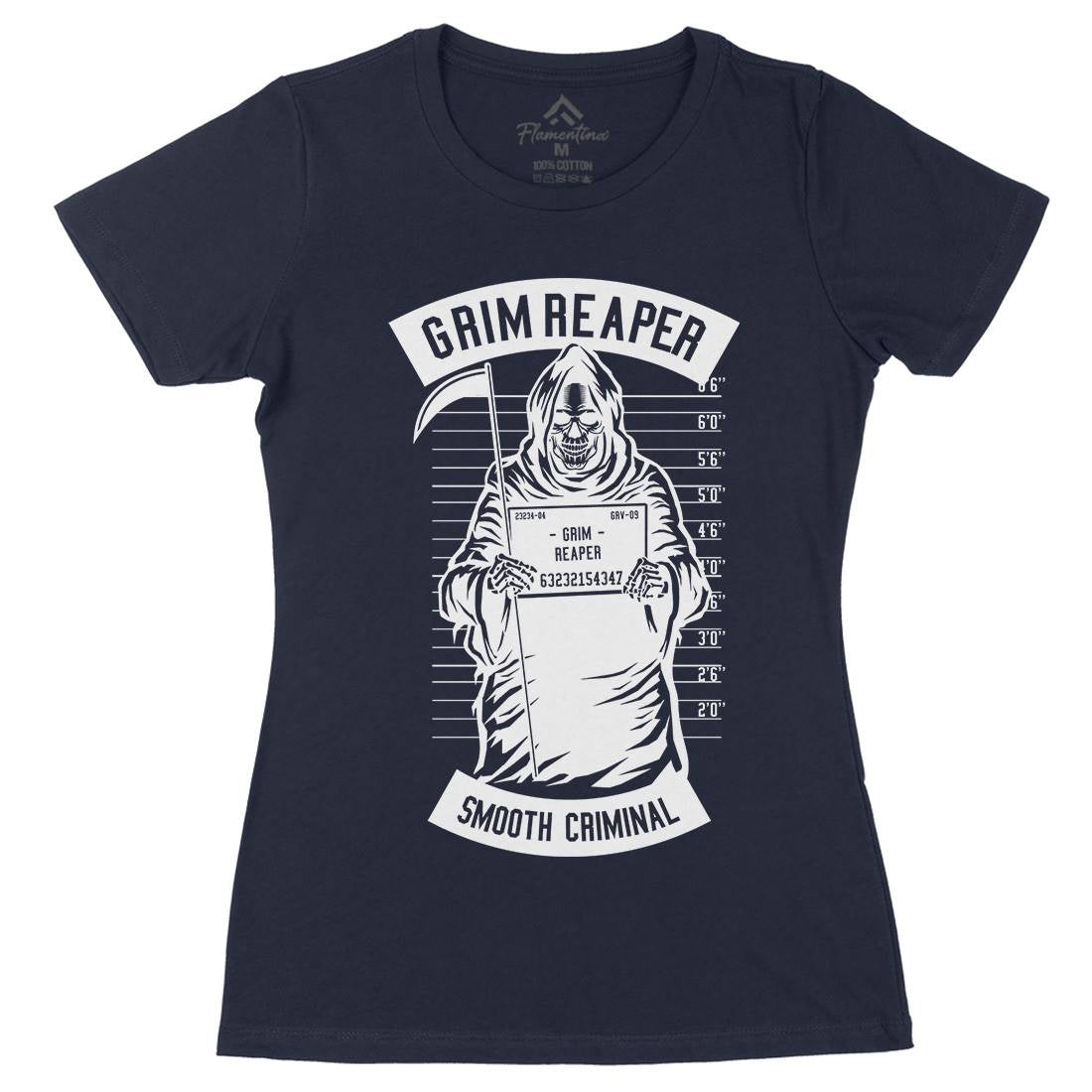 Grim Reaper Womens Organic Crew Neck T-Shirt Horror B551