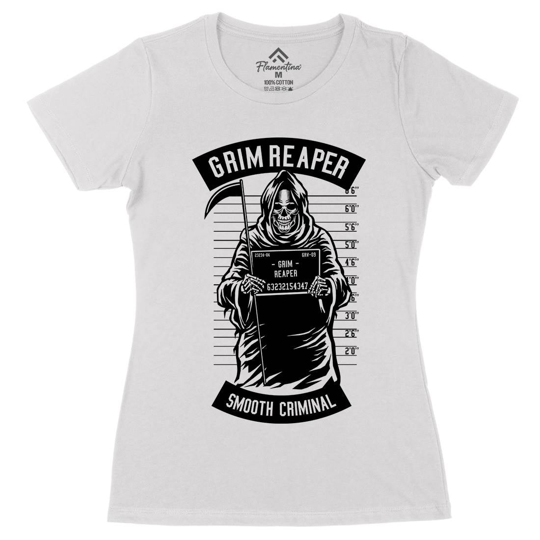 Grim Reaper Womens Organic Crew Neck T-Shirt Horror B551