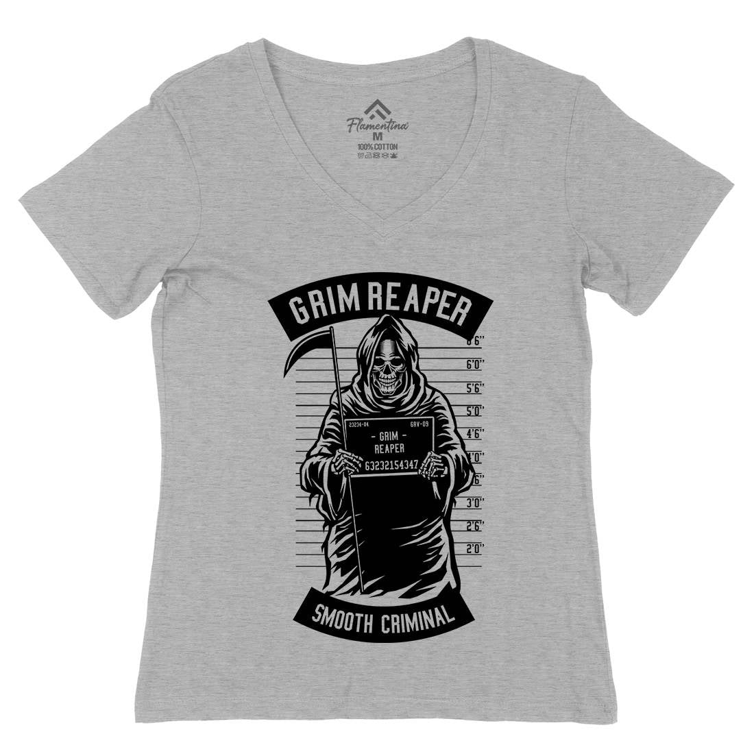 Grim Reaper Womens Organic V-Neck T-Shirt Horror B551
