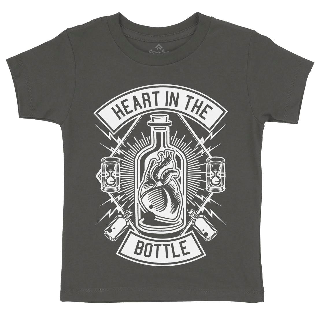 Heart In The Bottle Kids Organic Crew Neck T-Shirt Navy B552