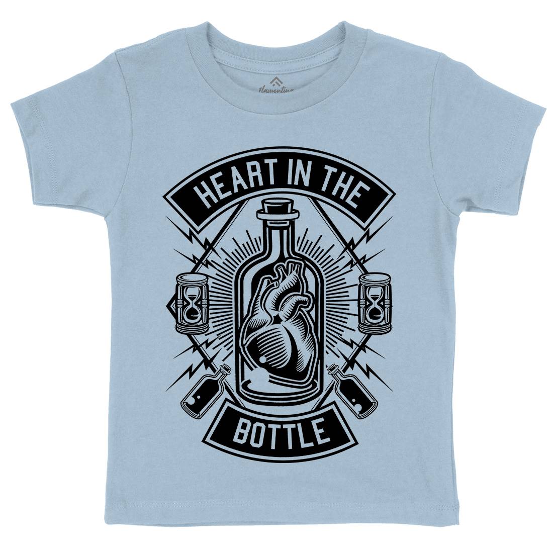 Heart In The Bottle Kids Organic Crew Neck T-Shirt Navy B552