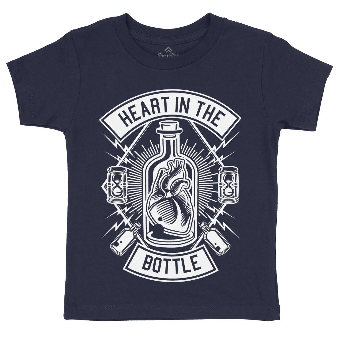 Heart In The Bottle Kids Crew Neck T-Shirt Navy B552