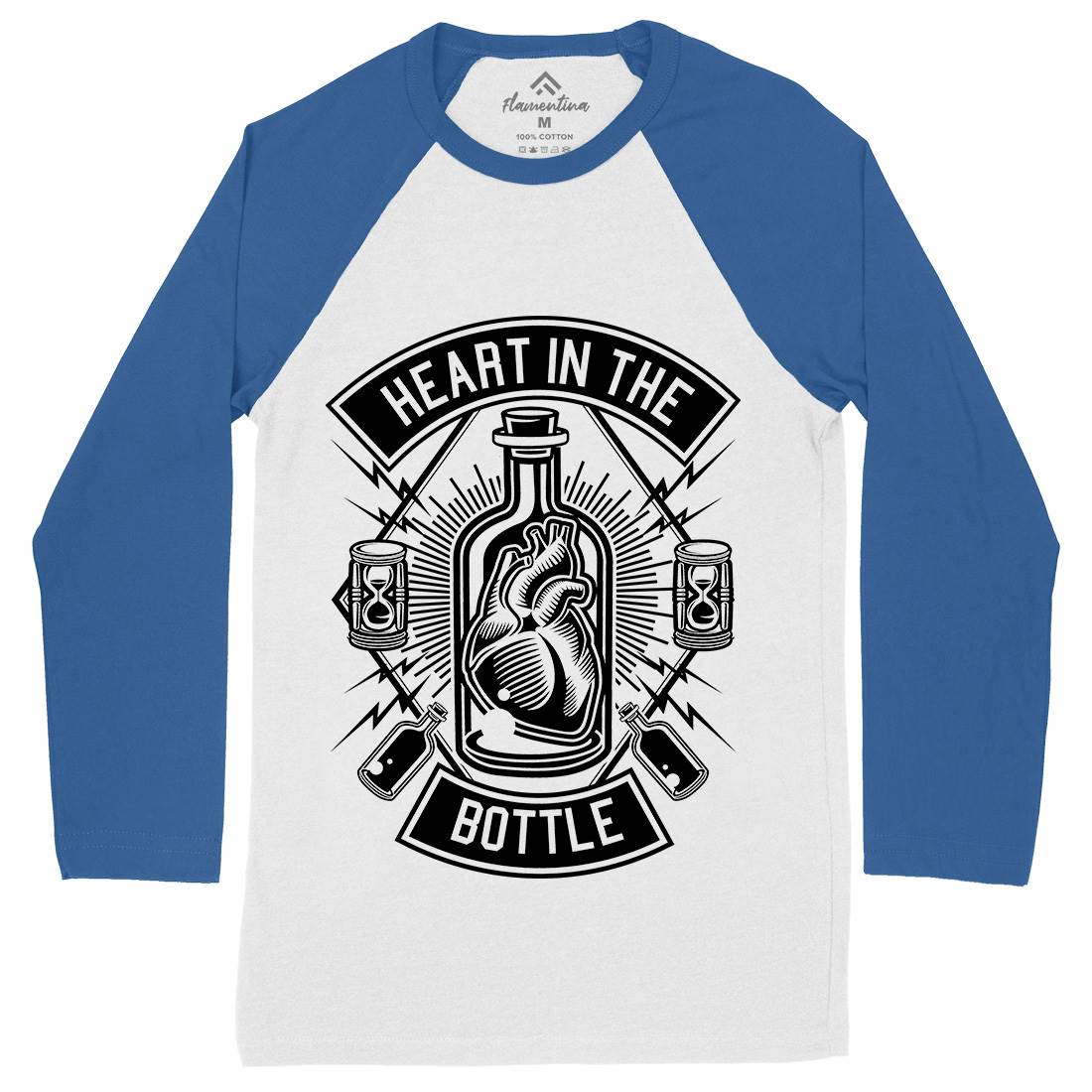 Heart In The Bottle Mens Long Sleeve Baseball T-Shirt Navy B552