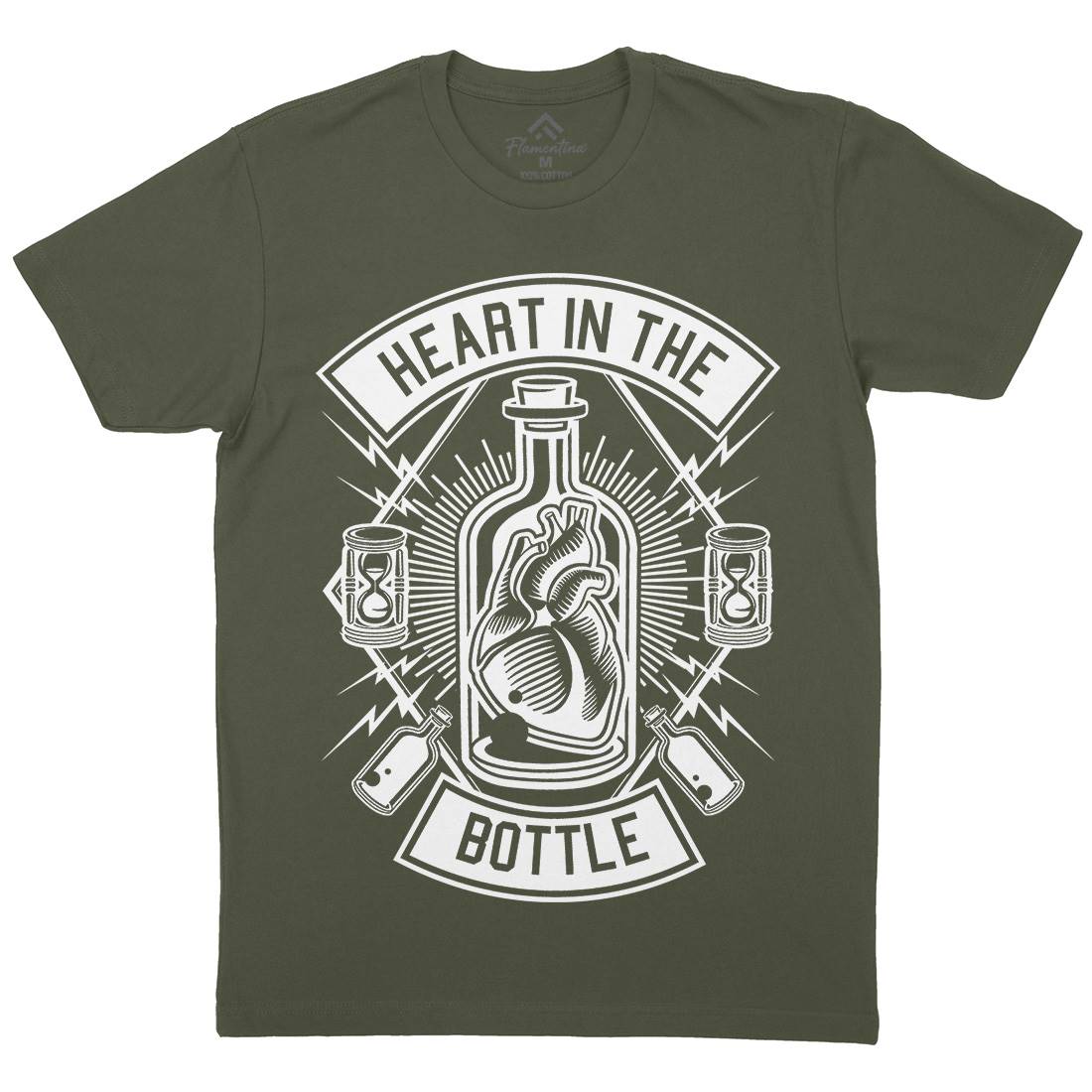 Heart In The Bottle Mens Crew Neck T-Shirt Navy B552