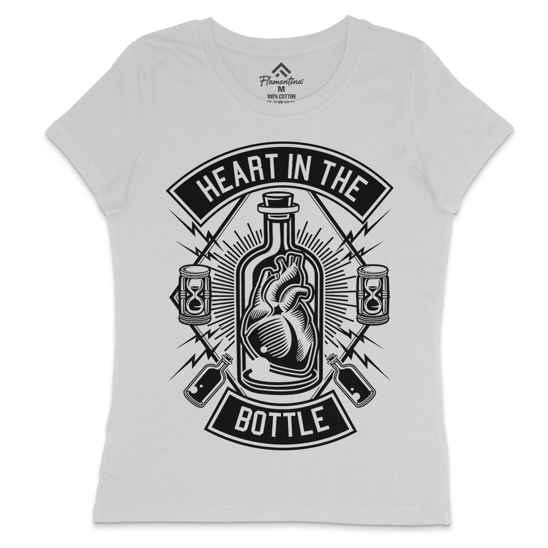 Heart In The Bottle Womens Crew Neck T-Shirt Navy B552