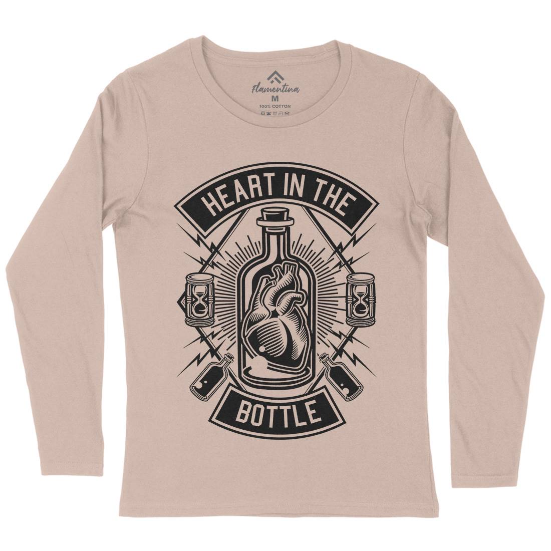 Heart In The Bottle Womens Long Sleeve T-Shirt Navy B552