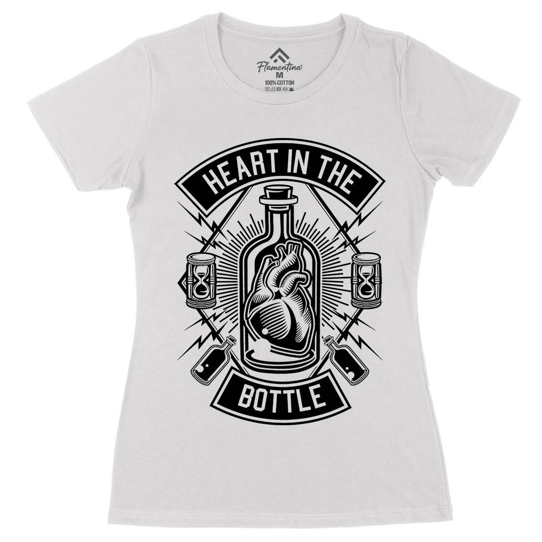 Heart In The Bottle Womens Organic Crew Neck T-Shirt Navy B552