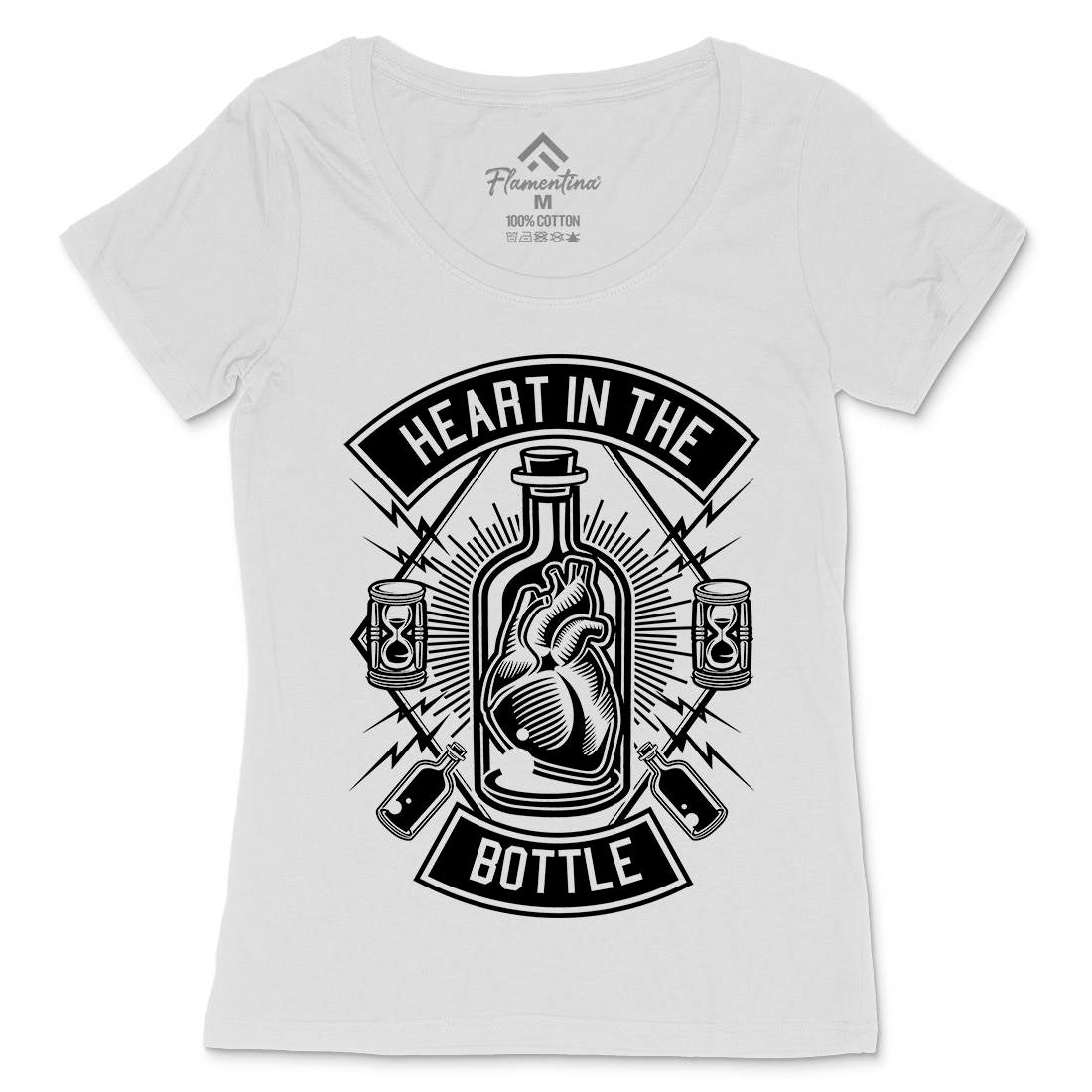 Heart In The Bottle Womens Scoop Neck T-Shirt Navy B552